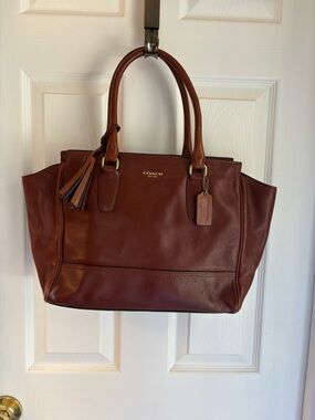 Coach Leather Satchel in Chestnut Brown with Tassel